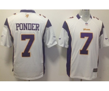 Nike Minnesota Vikings #7 Christian Ponder White Game Jersey