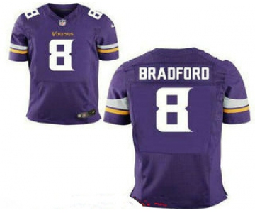 Men's Minnesota Vikings #8 Sam Bradford Purple Team Color Stitched NFL Nike Elite Jersey