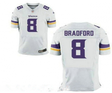 Men's Minnesota Vikings #8 Sam Bradford White Road Stitched NFL Nike Elite Jersey