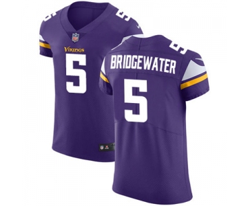 Men's Nike Minnesota Vikings #5 Teddy Bridgewater Purple Team Color Stitched NFL Vapor Untouchable Elite Jersey