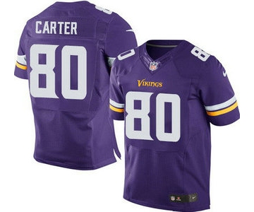 Minnesota Vikings #80 Cris Carter Purple Team Color NFL Nike Elite Jersey