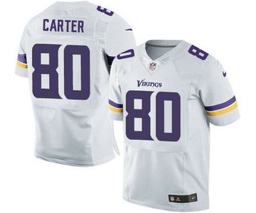 Minnesota Vikings #80 Cris Carter White Road NFL Nike Elite Jersey