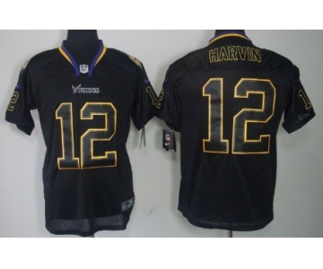 Nike Minnesota Vikings #12 Percy Harvin Lights Out Black Elite Jersey