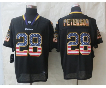 Nike Minnesota Vikings #28 Adrian Peterson 2014 USA Flag Fashion Black Elite Jersey