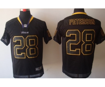 Nike Minnesota Vikings #28 Adrian Peterson Lights Out Black Elite Jersey