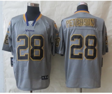 Nike Minnesota Vikings #28 Adrian Peterson Lights Out Gray Elite Jersey