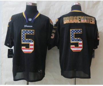 Nike Minnesota Vikings #5 Teddy Bridgewater 2014 USA Flag Fashion Black Elite Jersey