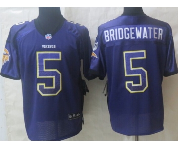 Nike Minnesota Vikings #5 Teddy Bridgewater Drift Fashion Purple Elite Jersey