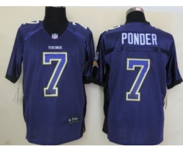 Nike Minnesota Vikings #7 Christian Ponder Drift Fashion Purple Elite Jersey