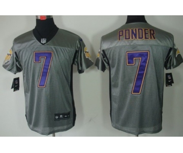 Nike Minnesota Vikings #7 Christian Ponder Gray Shadow Elite Jersey