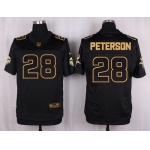 Nike Vikings #28 Adrian Peterson Black Men's Stitched NFL Elite Pro Line Gold Collection Jersey