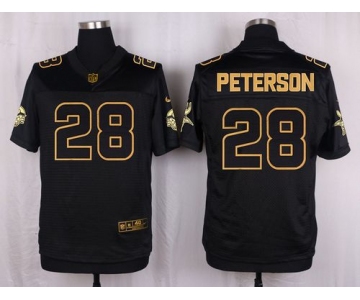 Nike Vikings #28 Adrian Peterson Black Men's Stitched NFL Elite Pro Line Gold Collection Jersey