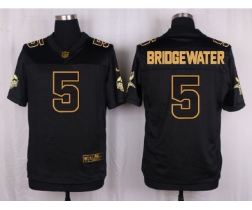 Nike Vikings #5 Teddy Bridgewater Black Men's Stitched NFL Elite Pro Line Gold Collection Jersey