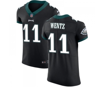 Men's Nike Philadelphia Eagles #11 Carson Wentz Black Alternate Stitched NFL Vapor Untouchable Elite Jersey