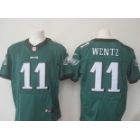 Men's Philadelphia Eagles #11 Carson Wentz Green Team Color NFL Nike Elite Jersey