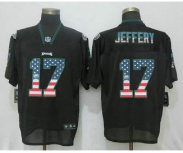 Men's Philadelphia Eagles #17 Alshon Jeffery Black USA Flag Fashion Stitched NFL Nike Elite Jersey