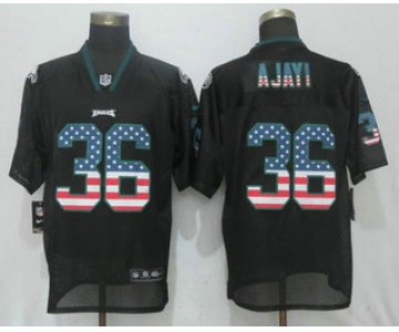 Men's Philadelphia Eagles #36 Jay Ajayi Black USA Flag Fashion Stitched NFL Nike Elite Jersey