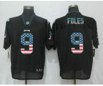 Men's Philadelphia Eagles #9 Nick Foles Black USA Flag Fashion Stitched NFL Nike Elite Jersey