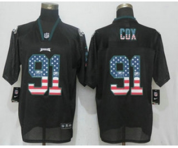 Men's Philadelphia Eagles #91 Fletcher Cox Black USA Flag Fashion Stitched NFL Nike Elite Jersey