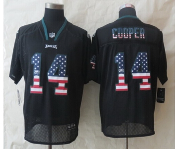 Nike Philadelphia Eagles #14 Riley Cooper 2014 USA Flag Fashion Black Elite Jersey