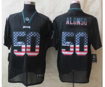 Nike Philadelphia Eagles #50 Kiko Alonso 2014 USA Flag Fashion Black Elite Jersey