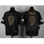 Nike Philadelphia Eagles #9 Nick Foles 2014 All Black/Gold Elite Jersey