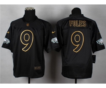 Nike Philadelphia Eagles #9 Nick Foles 2014 All Black/Gold Elite Jersey