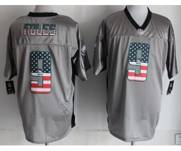 Nike Philadelphia Eagles #9 Nick Foles 2014 USA Flag Fashion Gray Elite Jersey