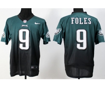 Nike Philadelphia Eagles #9 Nick Foles Dark Green/Black Fadeaway Elite Jersey