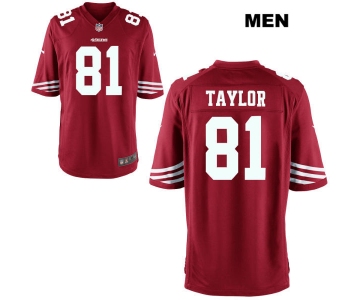 Mens Nike San Francisco 49ers #81 Trent Taylor Stitched  Home Red Game Football Jersey