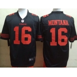 Men's San Francisco 49ers #16 Joe Montana Black Retired Player 2015 NFL Nike Game Jersey