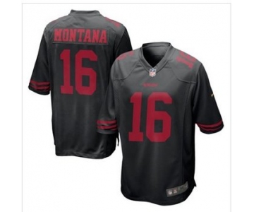 New San Francisco 49ers #16 Joe Montana Black Alternate Game Jersey