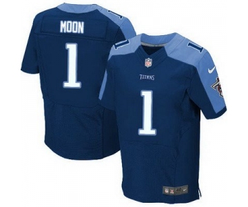 Men's Tennessee Titans #1 Warren Moon Nike Navy Blue Elite Jersey