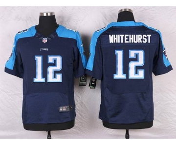 Men's Tennessee Titans #12 Charlie Whitehurst Navy Blue Alternate NFL Nike Elite Jersey