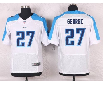 Men's Tennessee Titans #27 Eddie George White Retired Player NFL Nike Elite Jersey