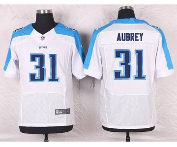 Men's Tennessee Titans #31 Josh Aubrey White Road NFL Nike Elite Jersey