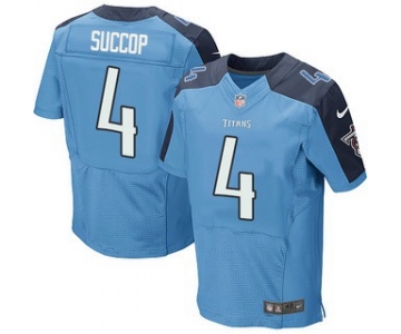 Men's Tennessee Titans #4 Ryan Succop Light Blue Team Color NFL Nike Elite Jersey