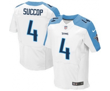 Men's Tennessee Titans #4 Ryan Succop White Road NFL Nike Elite Jersey