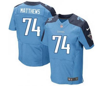 Men's Tennessee Titans #74 Bruce Matthews Nike Light Blue Elite Jersey