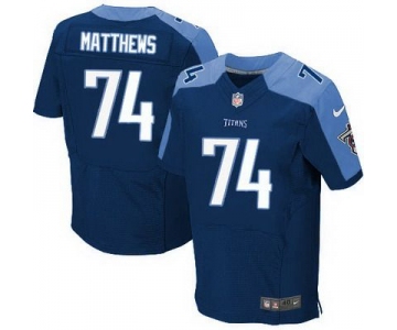 Men's Tennessee Titans #74 Bruce Matthews Nike Navy Blue Elite Jersey