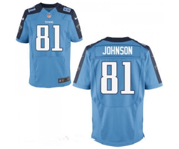 Men's Tennessee Titans #81 Andre Johnson Light Blue Team Color Stitched NFL Nike Elite Jersey