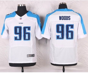 Men's Tennessee Titans #96 Al Woods White Road NFL Nike Elite Jersey