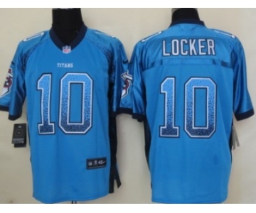 Nike Tennessee Titans #10 Jake Locker Drift Fashion Blue Elite Jersey