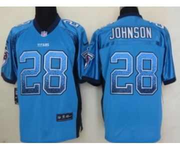 Nike Tennessee Titans #28 Chris Johnson Drift Fashion Blue Elite Jersey
