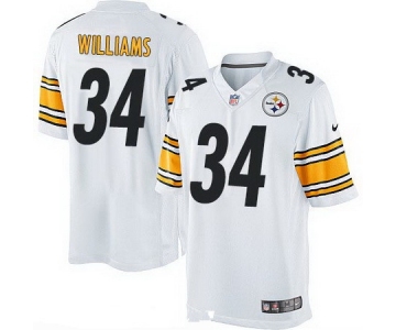 Men's Pittsburgh Steelers #34 DeAngelo Williams White Road Stitched NFL Nike Game Jersey