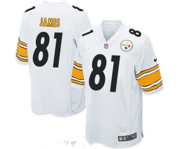 Men's Pittsburgh Steelers #81 Jesse James White Road Stitched NFL Nike Game Jersey