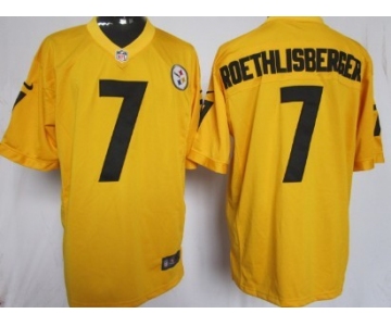 Nike Pittsburgh Steelers #7 Ben Roethlisberger Yellow Game Jersey