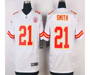 Men's Kansas City Chiefs #21 Sean Smith White Road NFL Nike Elite Jersey