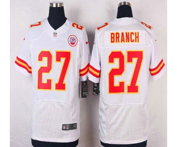 Men's Kansas City Chiefs #27 Tyvon Branch White Road NFL Nike Elite Jersey