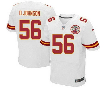 Men's Kansas City Chiefs #56 Derrick Johnson White Road NFL Nike Elite Jersey